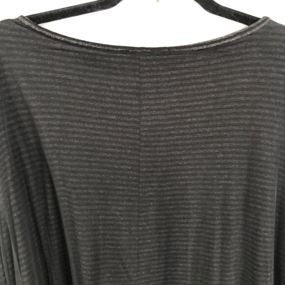 Luukaa Top Women 14 Black Stripe Mesh T Lagenlook Layered Whimsigoth Drapey - Picture 14 of 15